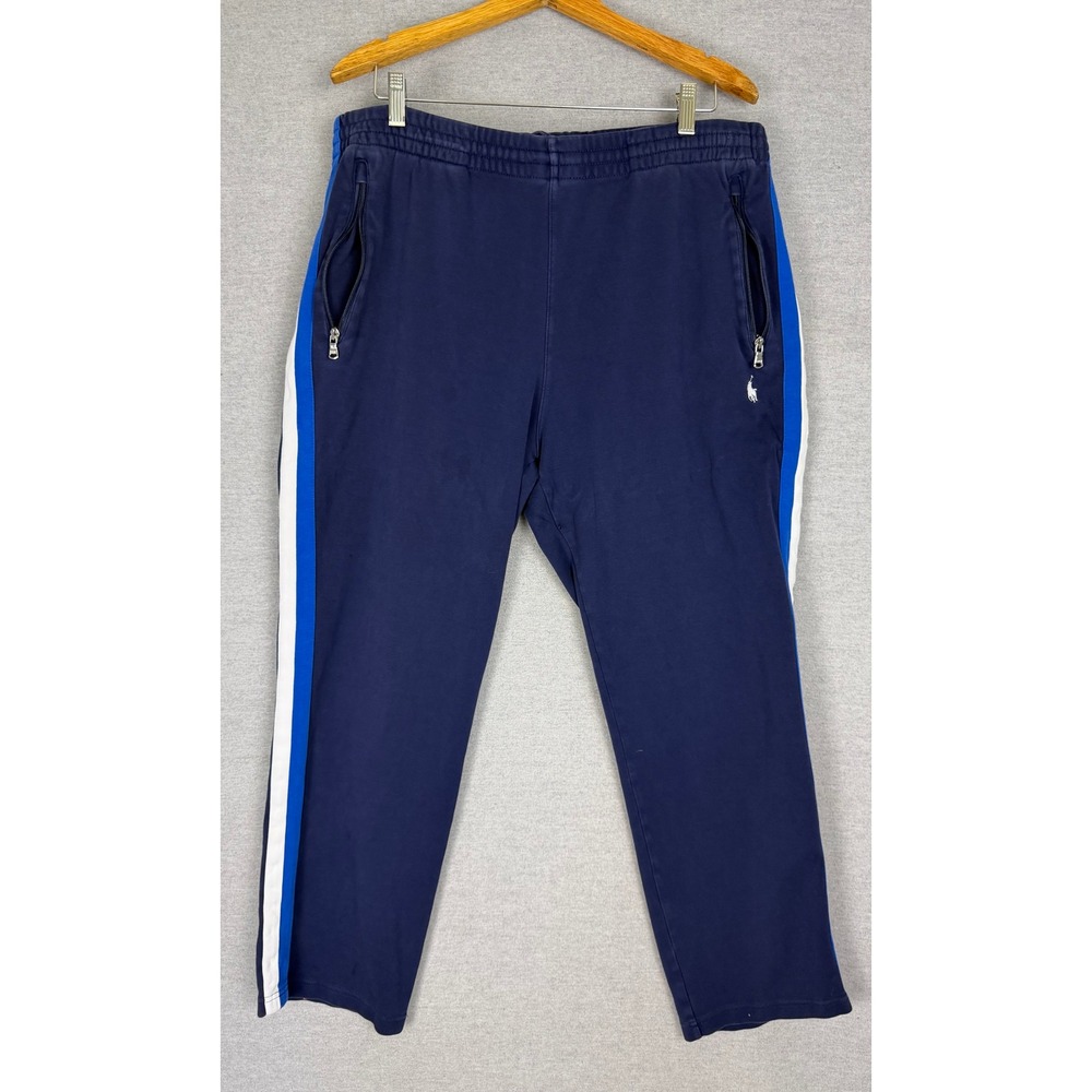 Polo Ralph Lauren Performance Mens XXL Navy Blue Striped Track Pants Joggers